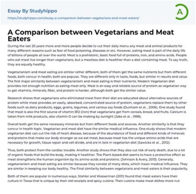 According to the Essay: How Do Meat Eaters Feel about Vegans – A Diverse Perspective